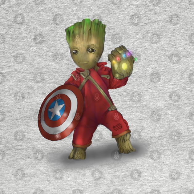 Babygroot with Infinty gauntlet by dbcreations25